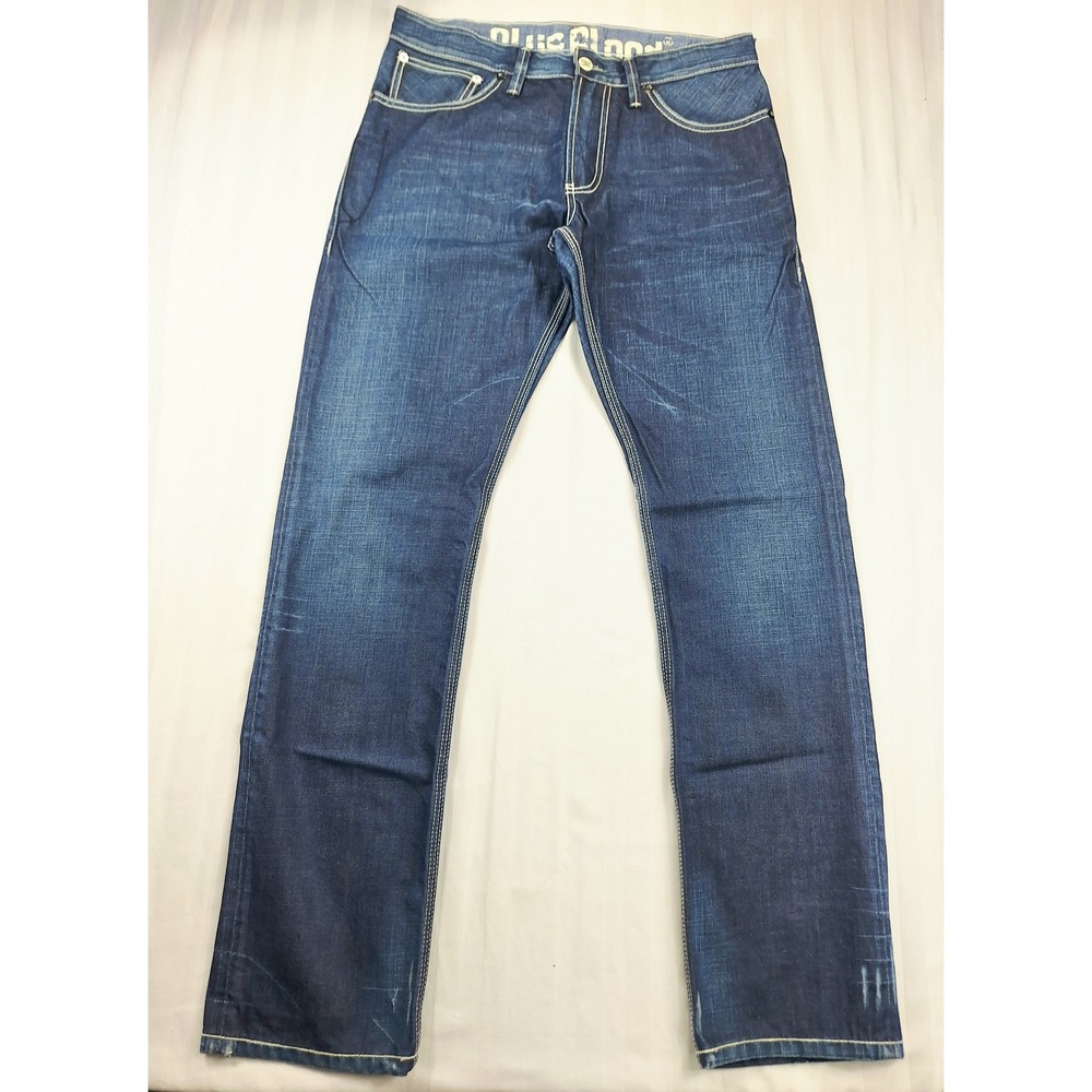 Blue Blood Dry Goods Mens Straight Leg Jeans Dark Wash Indigo Blue W32 L33